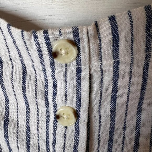 Old Navy Jumpsuit Womens SZ Small Blue & White Linen Blend Pockets Buttons Beach - Picture 6 of 15